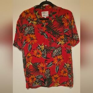 Red & Orange Hawaiian Flower Shirt